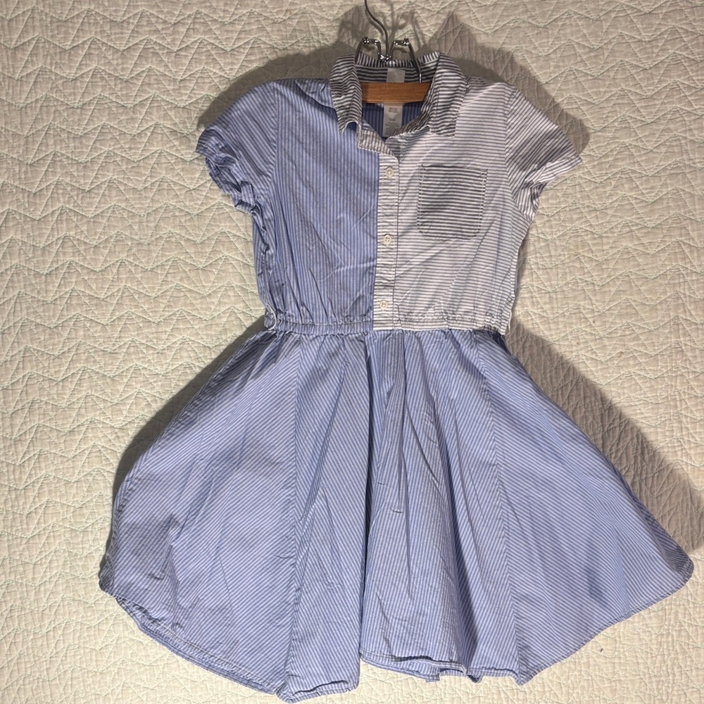 Carter's Blue & White Striped Polo-Style Shirt Dress